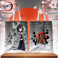 Anime Demon Killer Printing Canvas Tote Bag Cartoon Figure Nezuko Kocho Shinobu Tomioka Giyuu Double Printing Shopping Bag. 