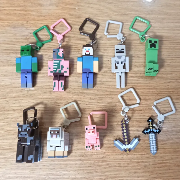 10PCS/SET Minecraft Creeper Keychains Blocks Steve Game Figures For ...