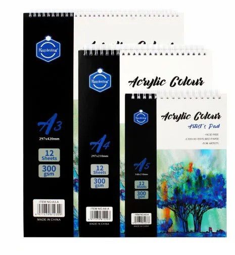 Keep smiling Artist's Acrylic Pad a5/a4/a3 for Acrylic Painting and Drawing (12Sheets)