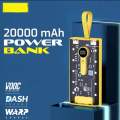 Transparent 20000mAh Power Bank  66W Fast Charging Portable Charger External Battery Pack Powerbank For iPhone Android and all Devices. 