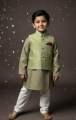 Party panjabi set for baby boys - three piece panjabi / kurta set for kids. 