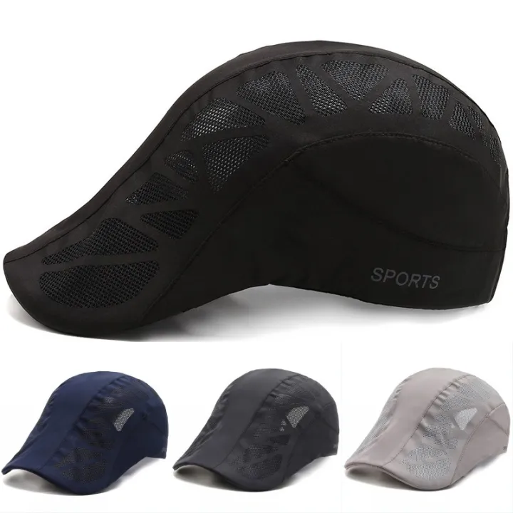 Summer%20Mens%20Sports%20Sun%20Hats%20Breathable%20Mesh%20Quick-drying%20Visor%20Caps%20Outdoor%20Gorro%20Hombre%20Boina%20Golf%20Hat%20Fashion%20Solid%20Flat%20Cap%20-%20Image%202