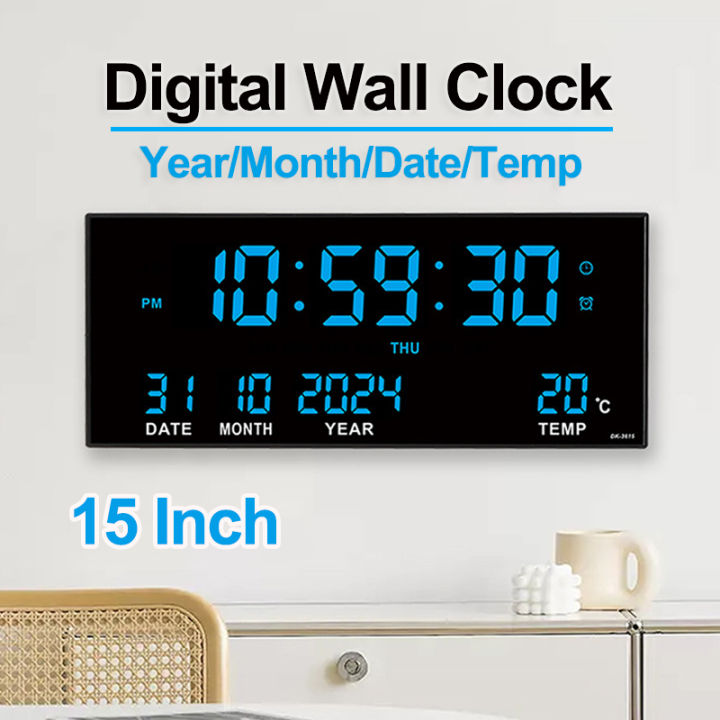 Digital Large Wall Clock Alarm Temperature Date Calendar Display 8 Sets ...