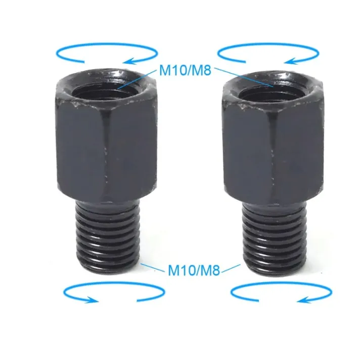 1%20Pair%20Black%20Motorcycle%20Mirror%20Adapters%20M10%2010MM%20M8%208MM%20Rearview%20Mirrors%20Conversion%20Bolt%20Clockwise%20Anti-clock%20Right%20Left%20Thread%20-%20Image%202