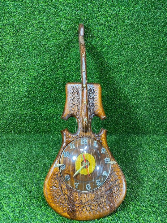 Wooden wall clock in guitar shape beautiful decoration piece