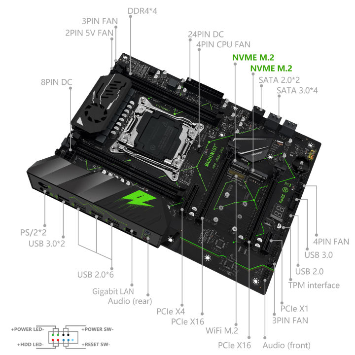 MACHINIST%20MR9A%20PRO%20X99%20TPM%202.0%20Motherboard%20LGA2011-3%20Xeon%20E5%202690%20V3%20CPU%20DDR4%2016GB%20(2*8GB)%202666MHz%20RAM%20Optional%20Kit%20Set%20-%20Image%203