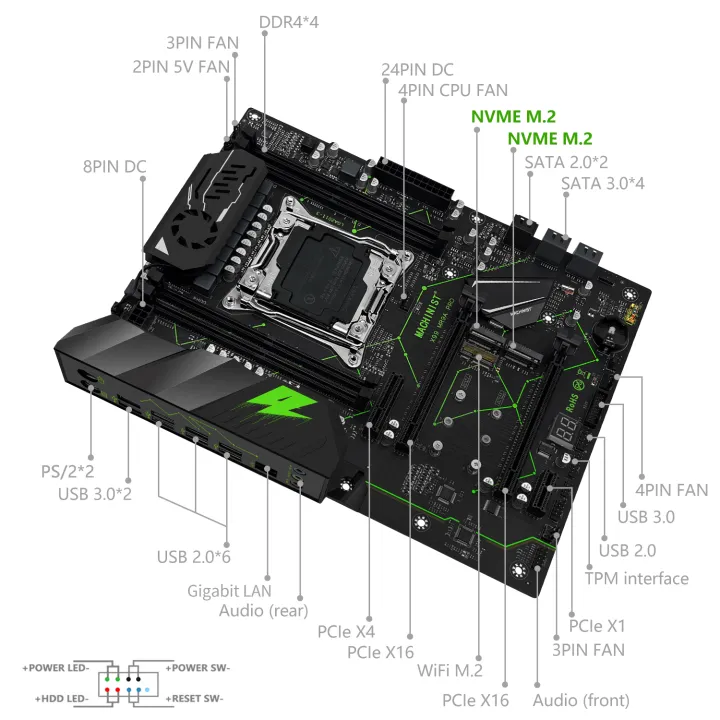 MACHINIST%20MR9A%20PRO%20X99%20TPM%202.0%20Motherboard%20LGA2011-3%20Xeon%20E5%202690%20V3%20CPU%20DDR4%2016GB%20(2*8GB)%202666MHz%20RAM%20Optional%20Kit%20Set%20-%20Image%203