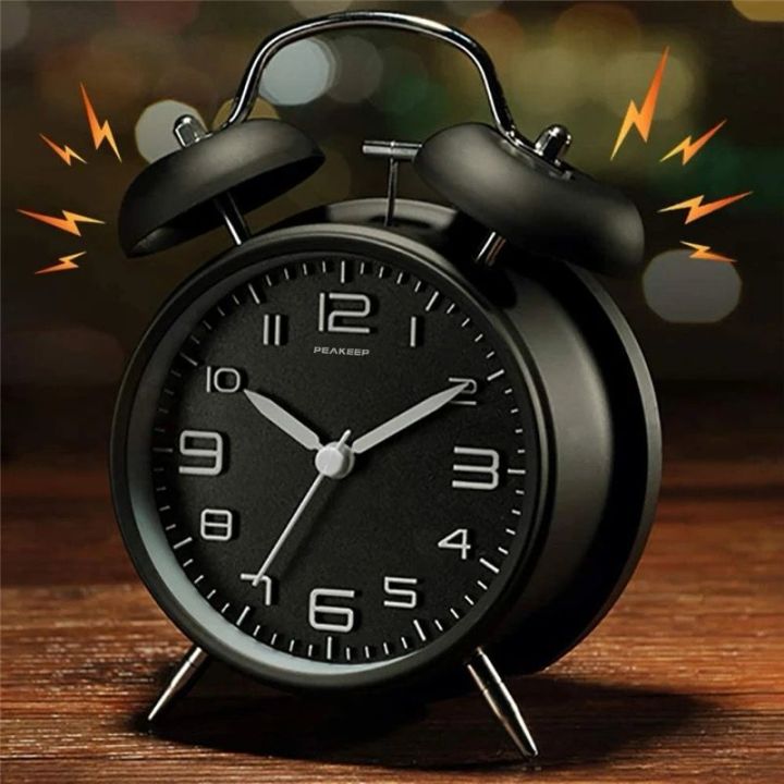 Twin Bell Loud Alarm Clock Metal Frame 3D Dial with Backlight Battery Operate Desk Table Alarm Clock For Home and Office.