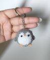 Handmade crochet penguin keyring. 