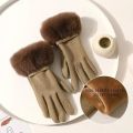 Winter Women Keep Warm Plus Velvet Touch Screen Thicken Plush Wrist Suede Gloves Fashion Personality Elegant Drive Cycling. 