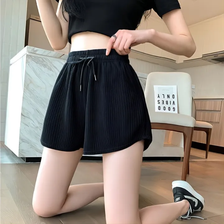 Women%20Gym%20Fitness%20Running%20Shorts%20Women's%20Summer%20Thin%20Style%20Loose%20Casual%20Large%20Size%20Wide%20Leg%20High%20Waist%20A-word%20Sports%20Hot%20Pants%20-%20Image%204