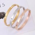 Trendy Shining Zircon Bracelets For Women Clover Print Love Pulseiras Stainless Steel Bangles Feminina Jewelry Gift. 