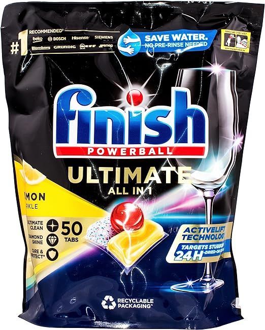 Finish Ultimate Powerball Dishwasher Tablets Lemon 50 Tabs XXL Pack