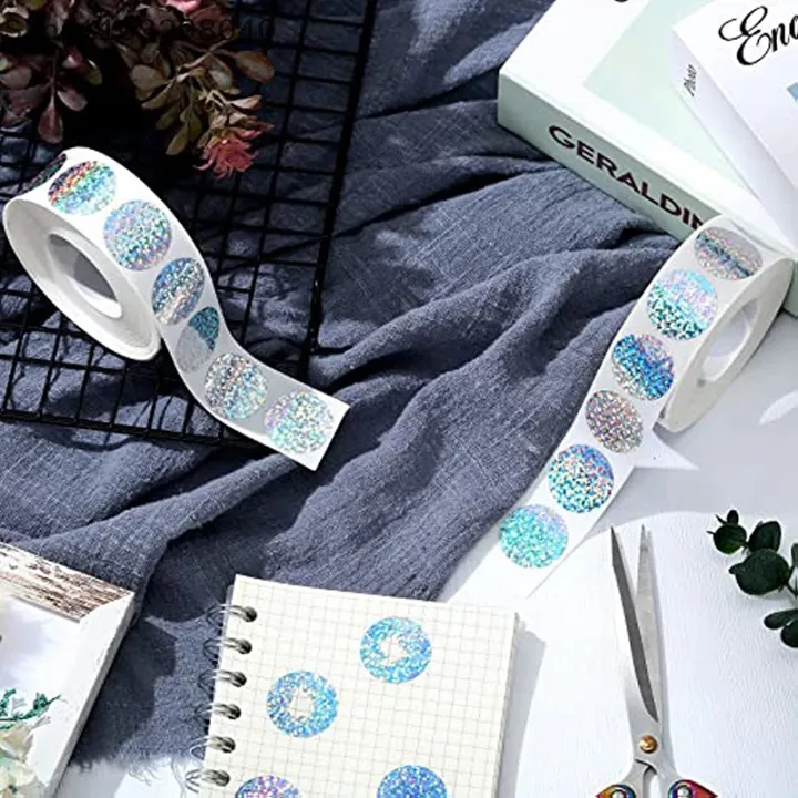 300%20Pcs%202.5%20Cm%20Round%20Laser%20Scratch-Off%20Stickers,%20Self-Adhesive%20Secret%20Code%20Labels%20For%20Activity%20Cards%20-%20Image%203