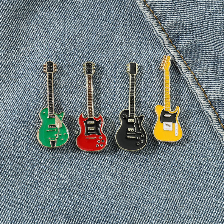 Funny Musical Instrument Guitar Brooch Kpop Rock Music Band Enamel Pins