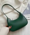 Korean Style Solid Color Shoulder Bag for Women | Elegant Underarm Hobo Clutch | Casual Trendy Crescent Purse. 