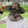 Anti-UV Wide Brim Sun Hat With Face Mask Adjustable Agricultural Work Hat Outing Hiking Fisherman Hat Breathable Beach Bucket. 