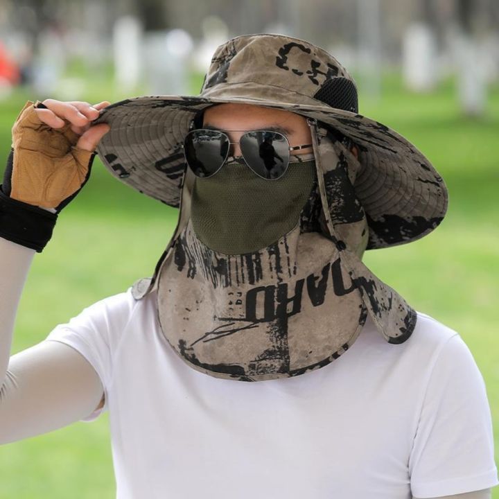 Anti-UV%20Wide%20Brim%20Sun%20Hat%20With%20Face%20Mask%20Adjustable%20Agricultural%20Work%20Hat%20Outing%20Hiking%20Fisherman%20Hat%20Breathable%20Beach%20Bucket%20-%20Image%207