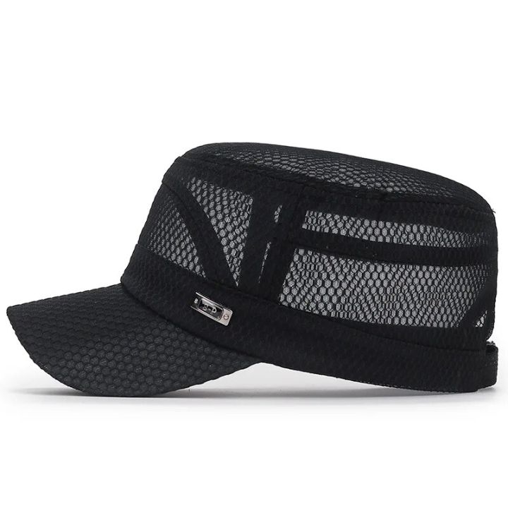 New%20Iron%20Label%20Full%20Net%20Breathable%20Flat%20Cap%20For%20Men%20Casual%20Breathable%20Shade%20For%20Summeroutdoor%20Leisure%20Sunscreen%20Hat%20For%20Women%20-%20Image%203