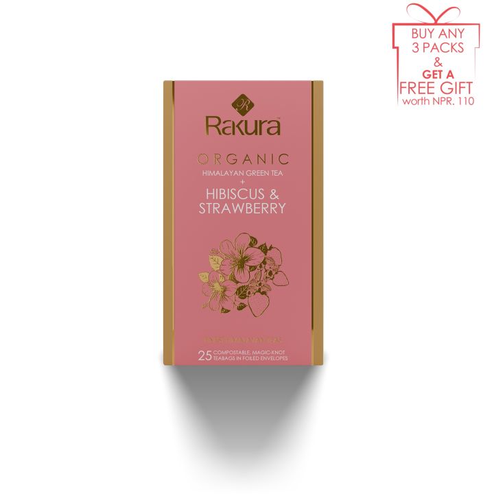 Rakura Organic Himalayan Green Tea + Hibiscus and Strawberry | 25 Tea ...