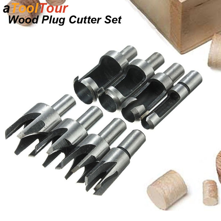 Wood Plug Cutter Drill Bit Set Straight Tapered Cutting Tool Cork Knife ...