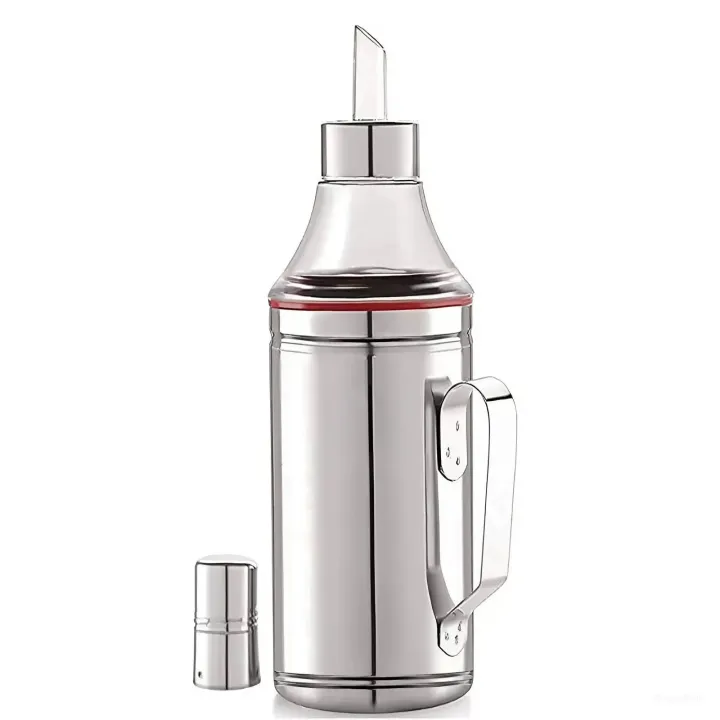 Stainless Steel Oil Dispenser with Nozzle | Oil Container | Oil Pourer | Oil Pot | Oil Can | Oil Bottle with Handle (1 Litre)