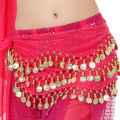 1Pc Belly Dance Waist Chain Costume Dance Hip Scarf With Golden Coin Decorative Waist Chain For Professional Dance Performances.
