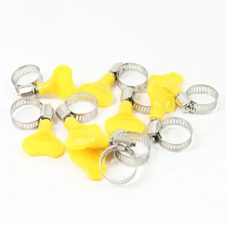 5pcs%20Adjustable%20Yellow%20Plastic%20Handle%20Hand%20Twist%20Hose%20Clamps%20Worm%20Driving%20201%20Stainless%20steel%20%20Clips%20For%20gas%20pipe%205/8"%20%20(10-16mm)%20-%20Image%203