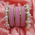 bangles for girls , Gajra bangles set , velvet bangles set with trendy Gajra kary , Gajra velvet glass bangles set for girls , velvet glass bangles for girls. 