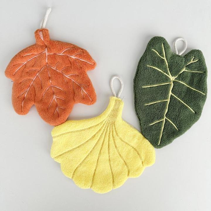 Soft%20Double%20Layer%20Leaf%20Style%20Hand%20Towel%20Thickened%20Absorbent%20Hanging%20Hand%20Cloth%20Speed%20Dry%20Handkerchief%20Kitchen%20Rag%20-%20Image%202