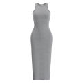 2026 Summer New Ins Hot Girl Open Back  Bodycon Cami Dress Slim Fit Women Midi Dresses Solid O-neck Sleeveless Frock. 