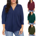 Women's 1XL-5XL Plus Size Chiffon women's pullover oversized loose V-neck shirt top plus size women clothing.