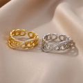 gold plated ring adjustable white stone gold plated rings for women elegant ( random design). 