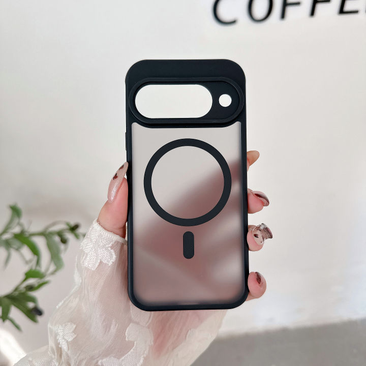 Translucent for Magsafe Magnetic Phone Case for Google Pixel 10 9 Pro XL 8 7 6 Pro 9A 8A 7A 6A Wireless Charge Shockproof Cover