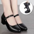 Black Pointed Toe Low Heel Pumps for Women – Slip-On Work Shoes, Comfortable Business Shoes for Office, Commute & Casual Wear. 