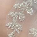 10PCS-2PCS. Silver White Beaded Lace Mirror Flowers.Flower Leaves Embroidery Wedding Dress Headdress.DIY Sewing Supplies Patch. 
