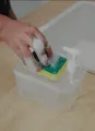 Sponge with hand wash pump. 