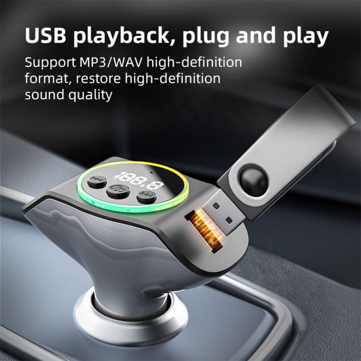 PD30W+QC3.0%20Bluetooth%205.3%20Car%20MP3%20Player%20FM%20Transmitter%20Wireless%20Handsfree%20U%20Disk%20Play%20Music%20USB%20Type-C%20Car%20Fast%20Charger%20Adapter%20-%20Image%204
