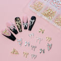 96/50Pcs 3D Bowknot/Ribbon Metal Nail Art Charms Sliver/Gold Alloy Bows Nails Rhinestones Decor Luxury DIY Manicure Accessories.