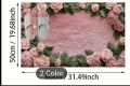 Non-Slip Door Mat - Pink Rose Design with Green Leaves, Machine Washable Polyester Entryway Mat for Kitchen, Living Room,. 