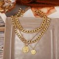 Golden chain vintage multi-layer necklace. 