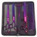 Purple Dragon 7.0'' 8.0'' Pet Grooming Scissors Thinning Shears Professional Cat Dog Curved Scissors Hair Cutting Comb Z3005. 
