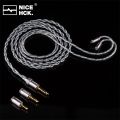 NICEHCK BlueLuna Silver Plated OFC Flat 2Pin HiFi Earphone Upgrade IEM Cable 3-in-1 Detachable Plugs for HIMALAYA NX8 DaVinci. 