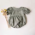 2Pcs Newborn Girl Clothes Spring Summer Baby Girl One Piece Clothes Corduroy Lapel Baby Girl Climbing Clothes With Hat. 