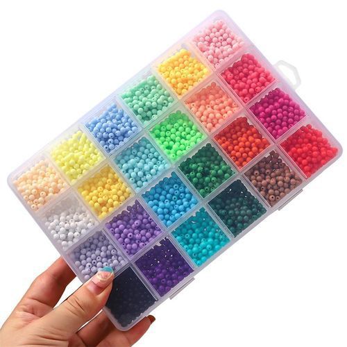 24Colors Glass Seed Bead Box Set Round Beads For DIY Bracelet Necklace Jewelry Making Accessories Random Colors Beads Size 6.0MM