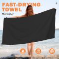Black Portable Outdoor Sports Super Absorbent Soft Quick Drying Towel, Travel Towel for Travel, Yoga, Beach, Bath,Hiking,Fitness. 