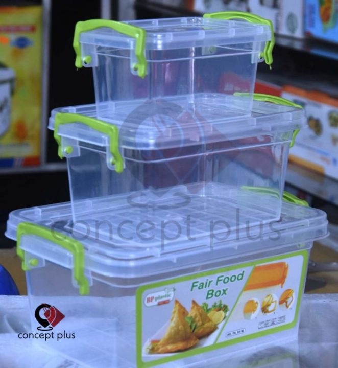 Plastic Food Storage Box Set with Lids, 3pcs, 300ml, 700ml, 1500ml ...