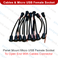 15pcs Panel Mount Micro USB Female Socket To Open End With Cables Connector DIY Better Smart Work. 