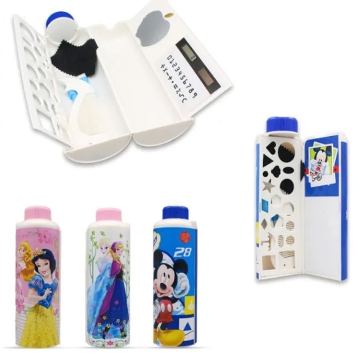 Creative Cartoon High Capacity Bottle Shape Pencil Case With Whiteboard, Markers & Cute Accessories Solar Ca
