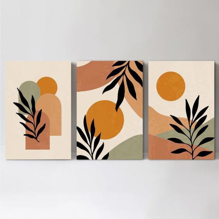 3 panels boho art customized canvas painting size 10"×8"